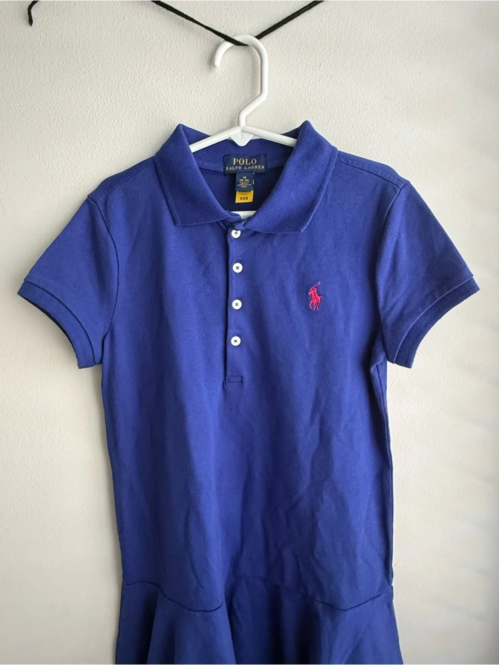 Ralph Lauren Girls Royal Blue Polo Dress with Pink Pony